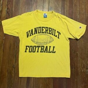 Vtg Champion Vanderbilt Commodores Shirt Sz M Yellow Football Made In USA READ